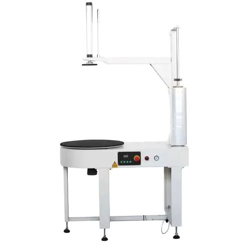 Box Stretch Wrap Machine - Stainless Steel, 1000x700x1700 Mm, Grey | Semi-automatic, 30-40 Pcs/min, Pneumatic Hold-down Facility, Adjustable Rotating Speed 5-15 Rpm