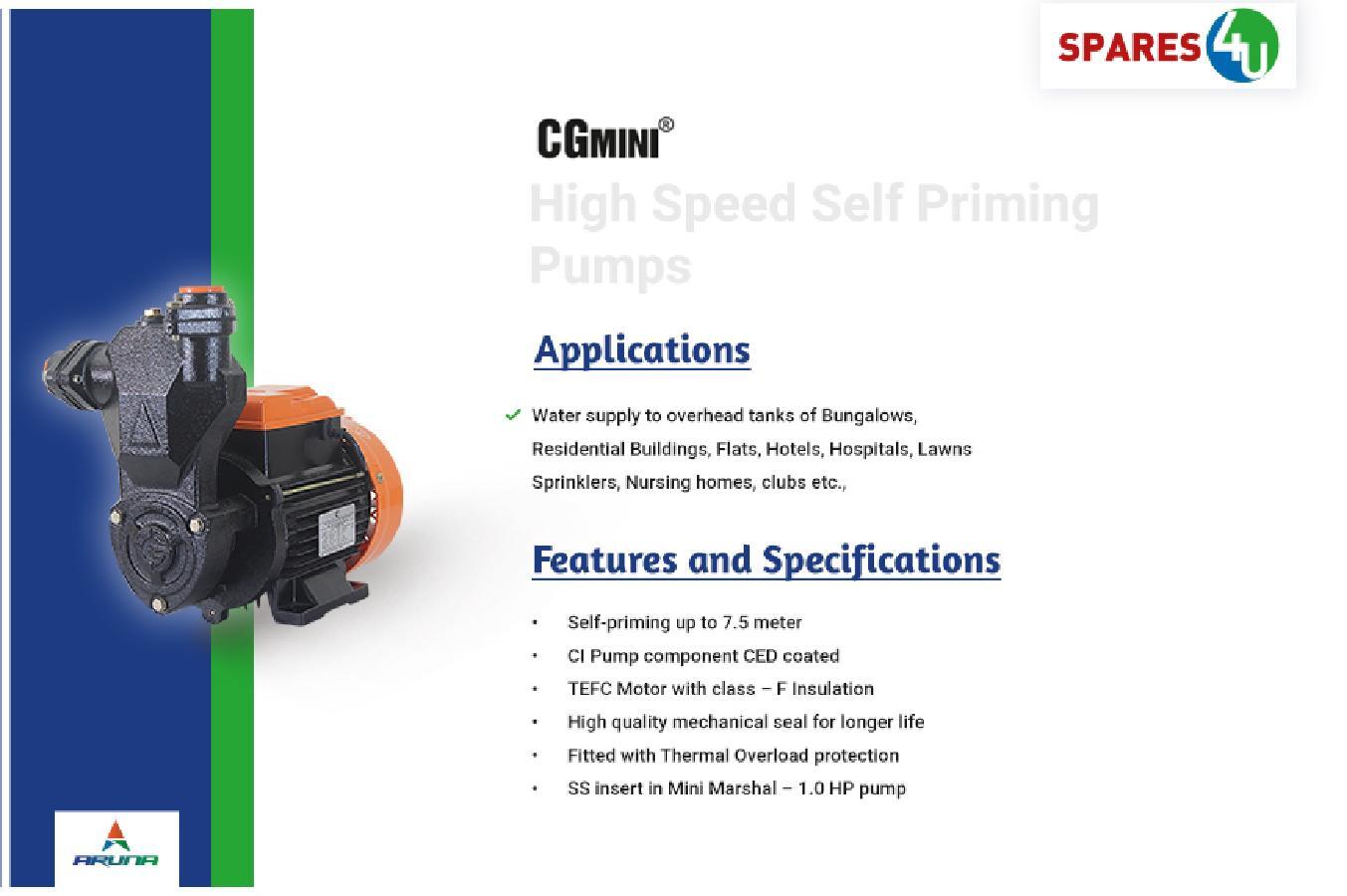 Slow Speed Self Priming Pump 0.5 Hp