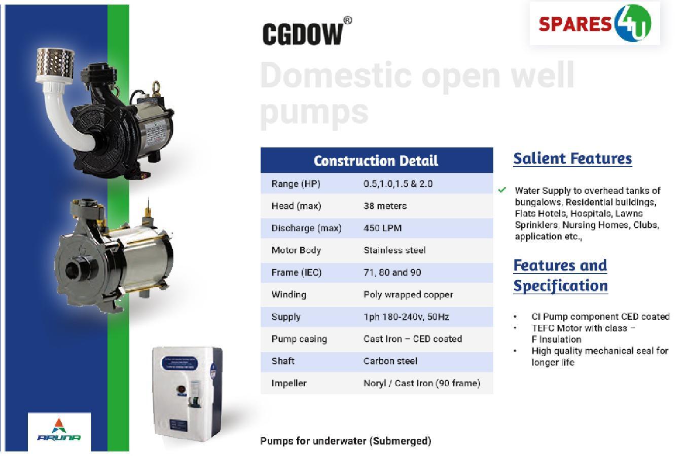 Self Priming Pump - 1 Hp, 8 Meter Lift, High Torque Motor | Ced Coated Fiber, 800-3800 L/h Discharge, 1 Year Warranty
