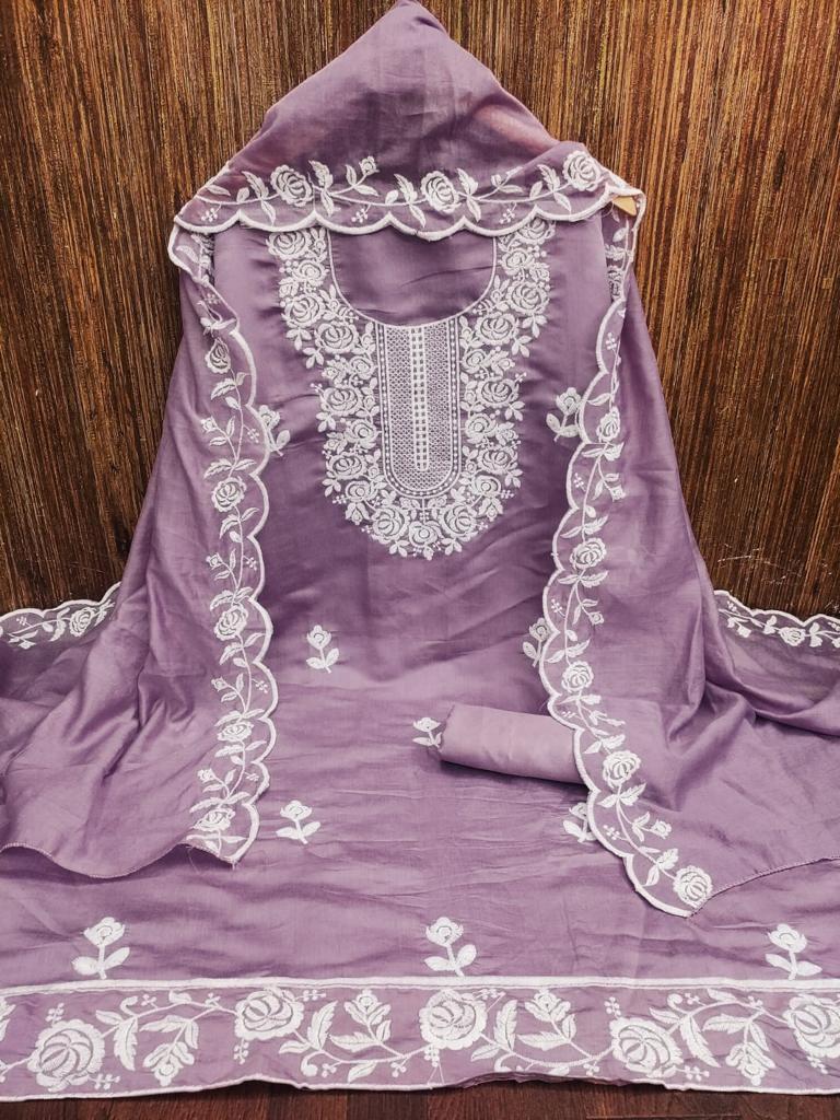 Chanderi Cotton Dress Material - Bust Size: Free Size