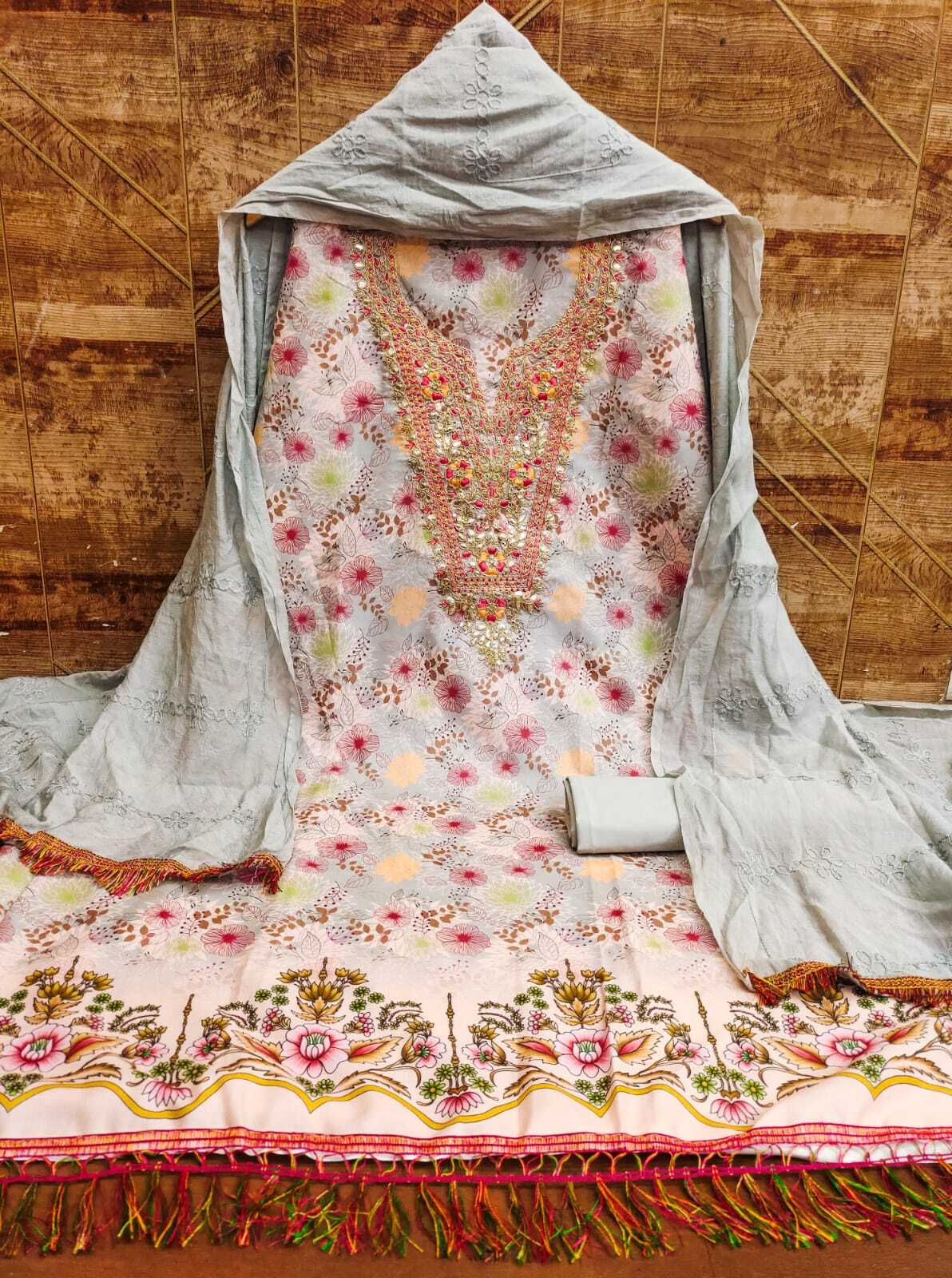 Digital Print Dress Material - Color: Pink