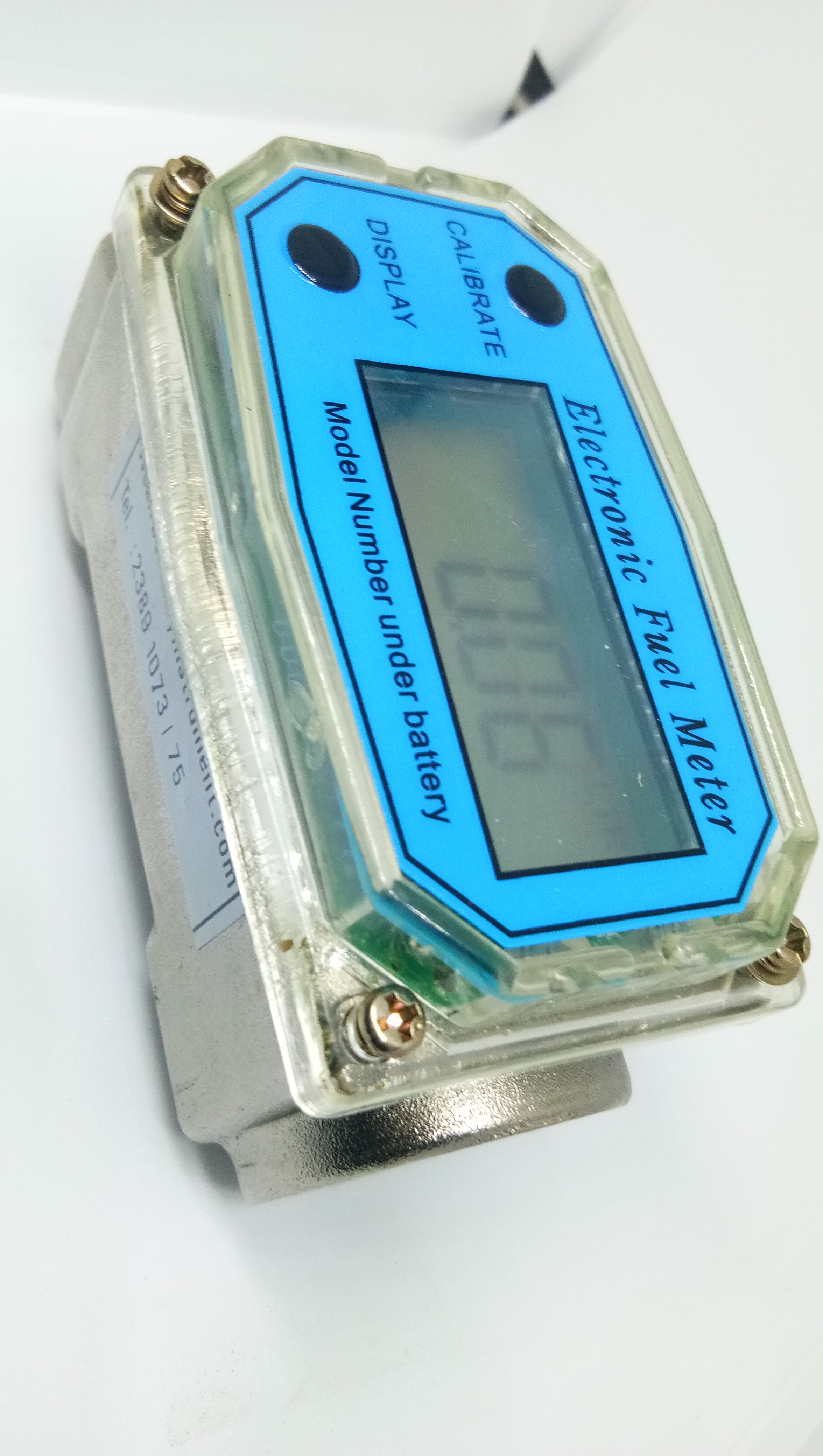 Diesel Flow Meter - Stainless Steel Size 1 Blue | Digital Display Battery Operated Industrial & Marine Usage 1 Kg Weight