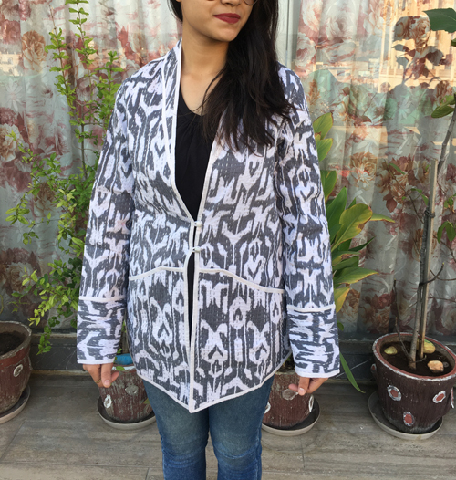 Cotton Kantha Short Jacket - Color: Multicolor