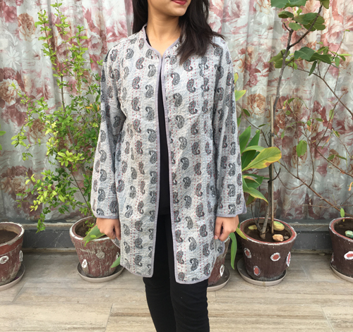 Cotton Kantha Short Jacket - Color: Multicolor