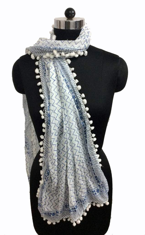 Cotton Hand Block Printed Scarfs - 18x72 Inches, Multicolor Ethnic Design For Festivals & Gifts
