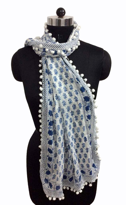 Cotton Hand Block Printed Scarfs - 18x72 Inches, Multicolor Ethnic Design For Festivals & Gifts