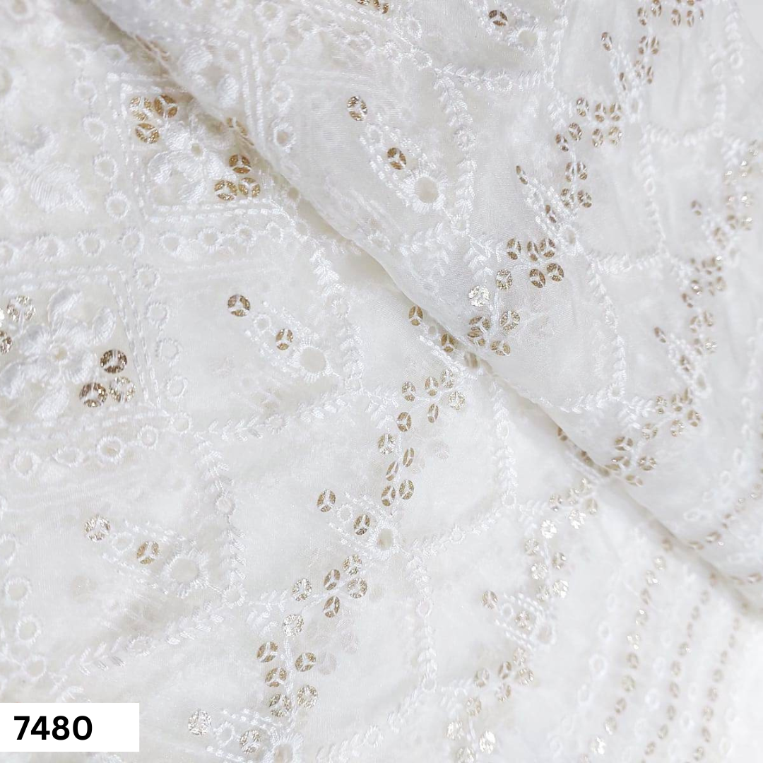 Nylon Oragnaza Embroidered Dupatta Fabric - Color: Multicolor