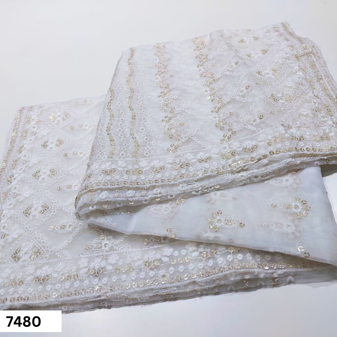 Nylon Oragnaza Embroidered Dupatta Fabric - Color: Multicolor
