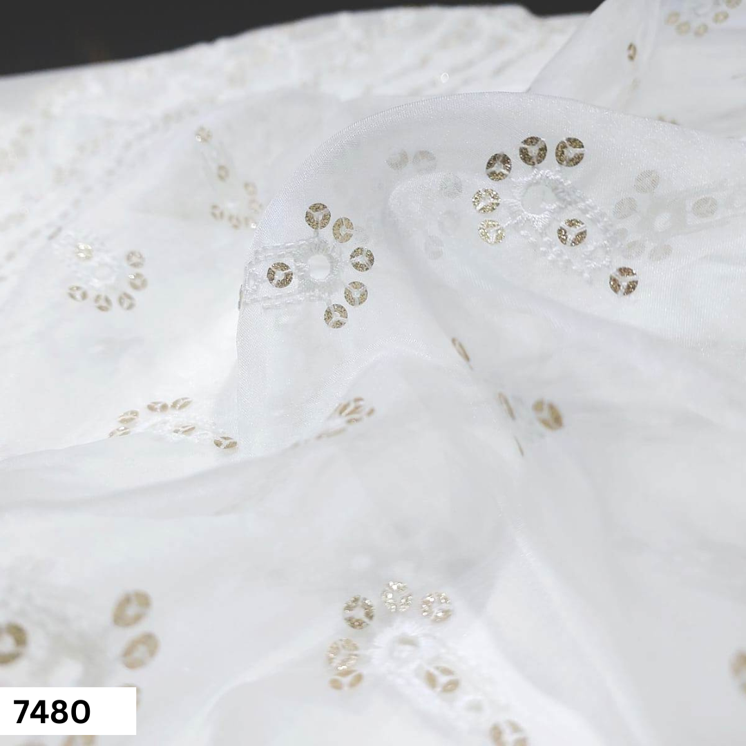 Nylon Oragnaza Embroidered Dupatta Fabric - Color: Multicolor