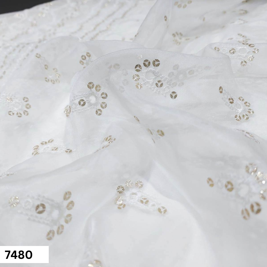 Nylon Oragnaza Embroidered Dupatta Fabric - Color: Multicolor