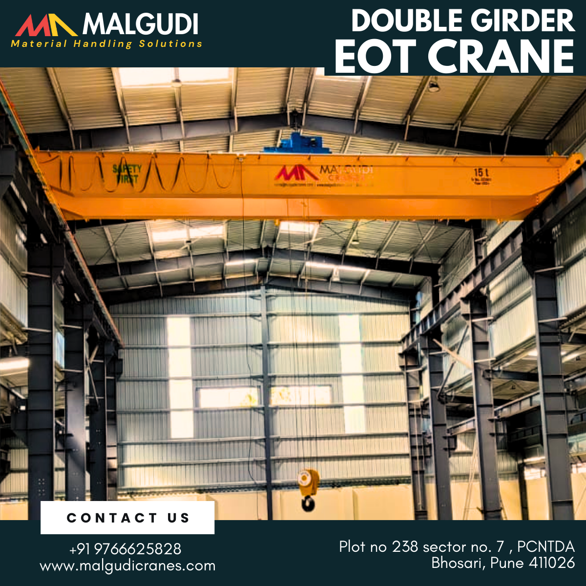 Yellow Double Girder Eot Crane By Malgudi Associates