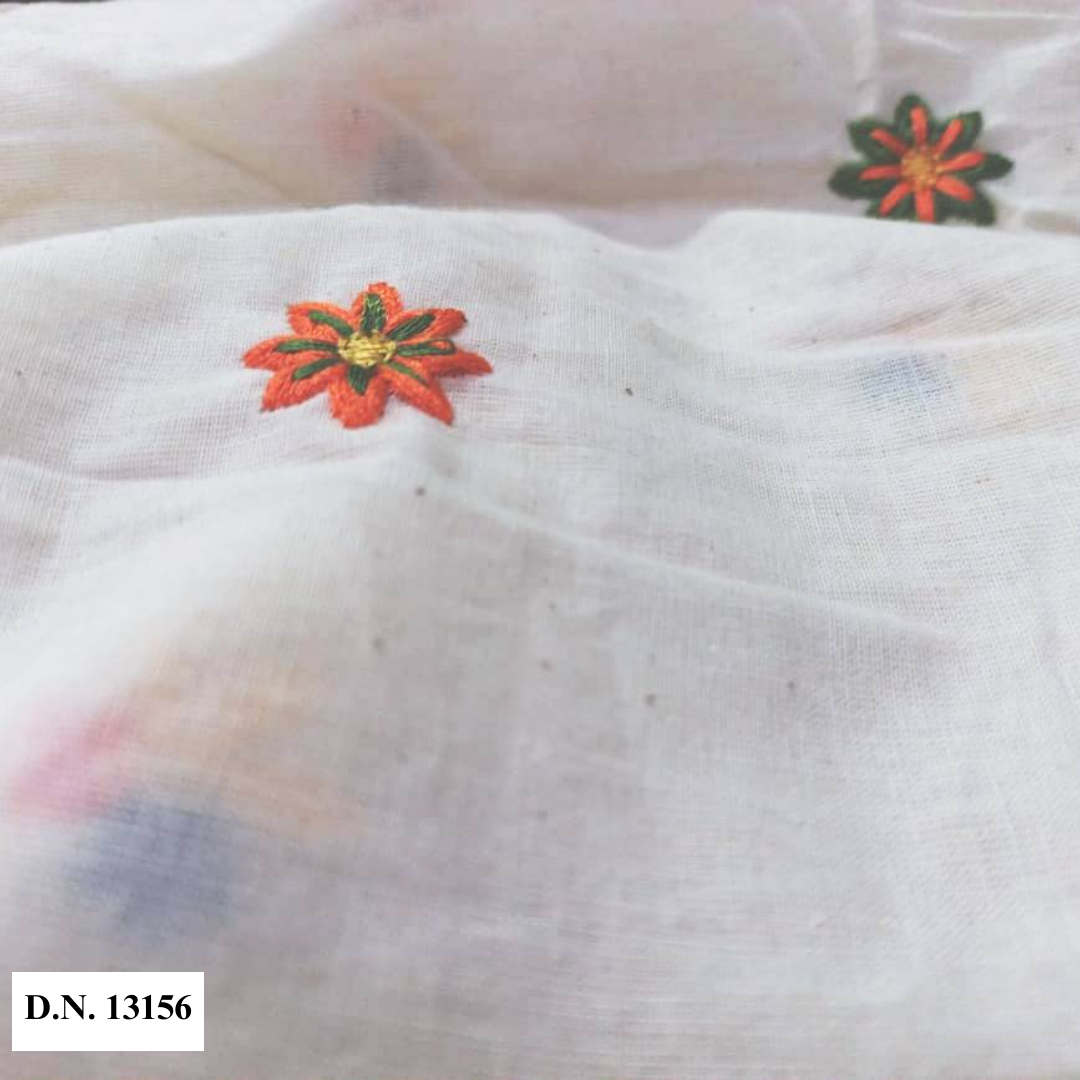 Kora Cotton Floral Designer Butti For Kurtis - Color: Multicolor