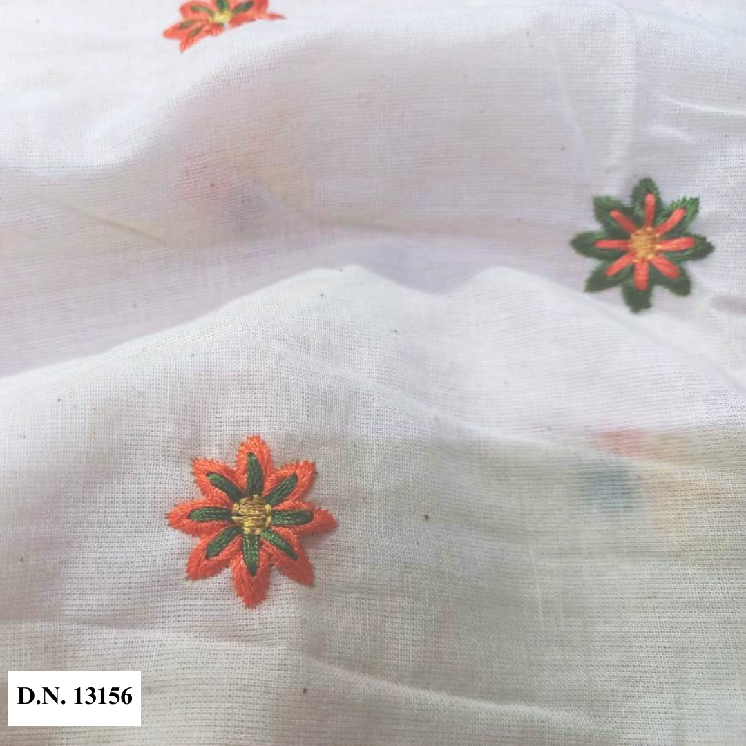 Kora Cotton Floral Designer Butti For Kurtis - Color: Multicolor