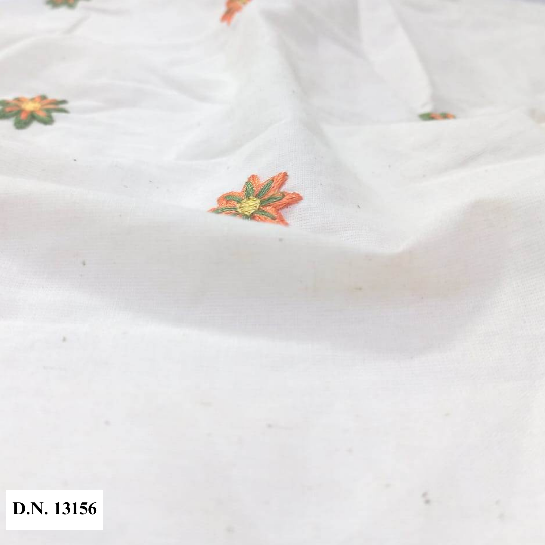 Kora Cotton Floral Designer Butti For Kurtis - Color: Multicolor
