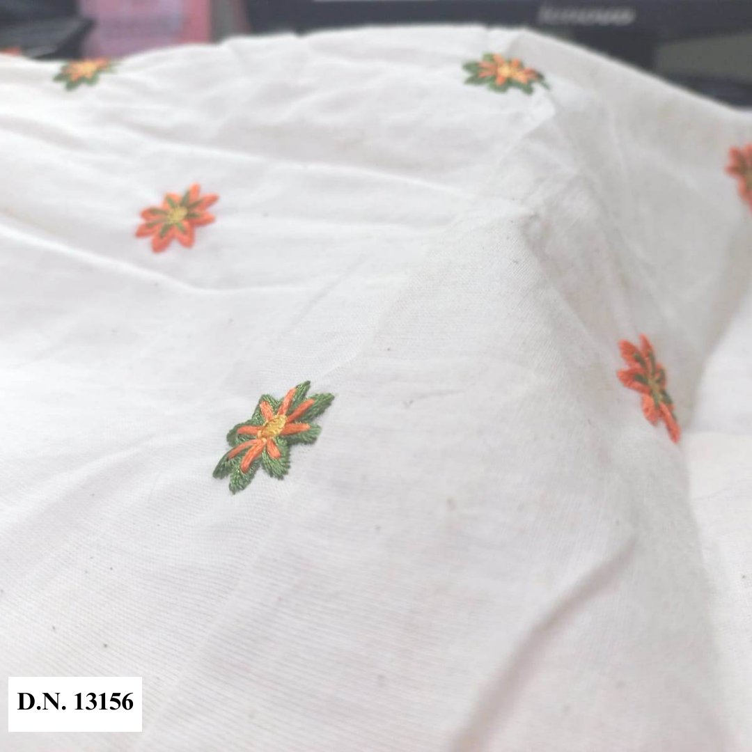 Kora Cotton Floral Designer Butti For Kurtis - Color: Multicolor