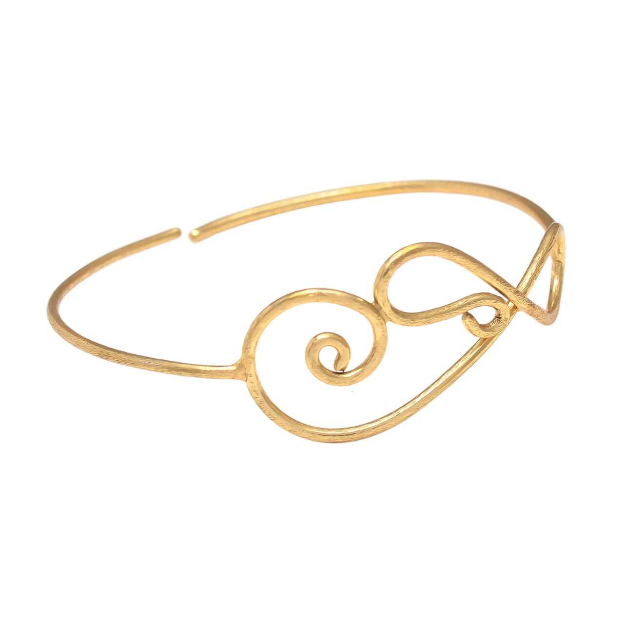Gold-plated Brass Cuff Bracelet - Free Size, Unisex Design | Ideal For Anniversary, Engagement, Gift, Party, And Wedding