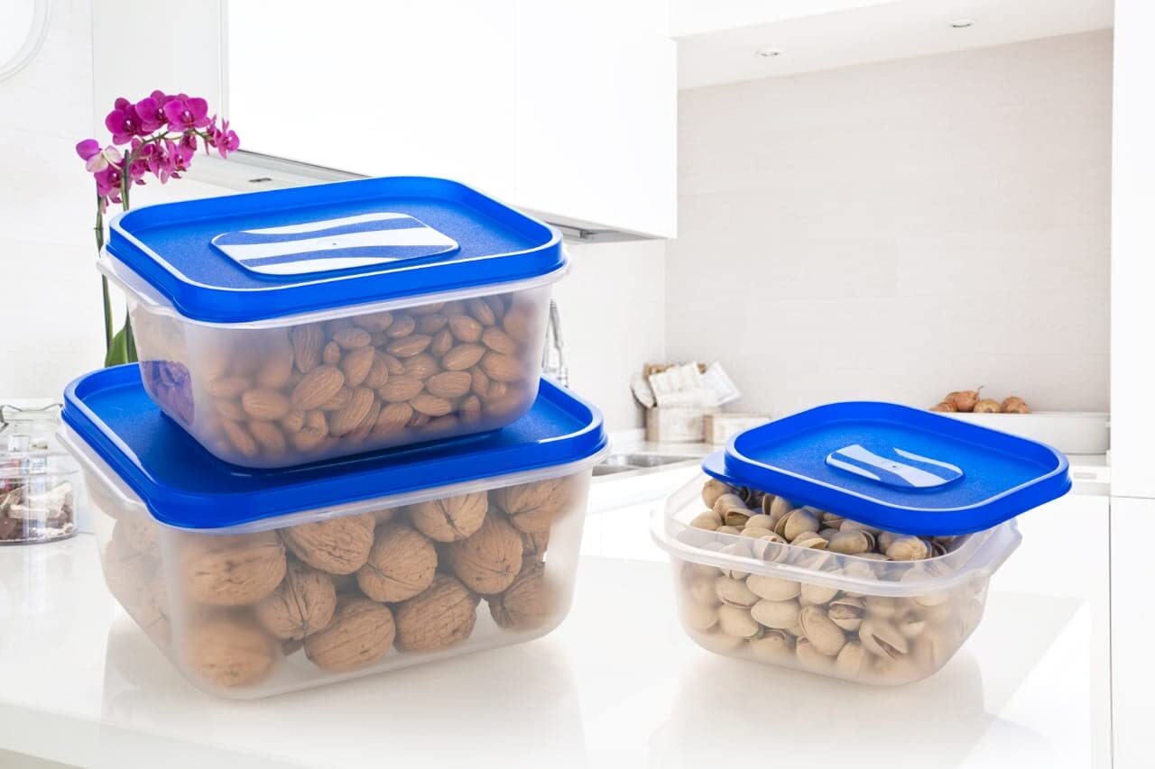 Plastic Freezer Storage Container For Kitchen Purpose - Nontoxic Plastic, Square Shape, Transparent Color | Versatile Storage For Food, Dry Goods, And Household Items