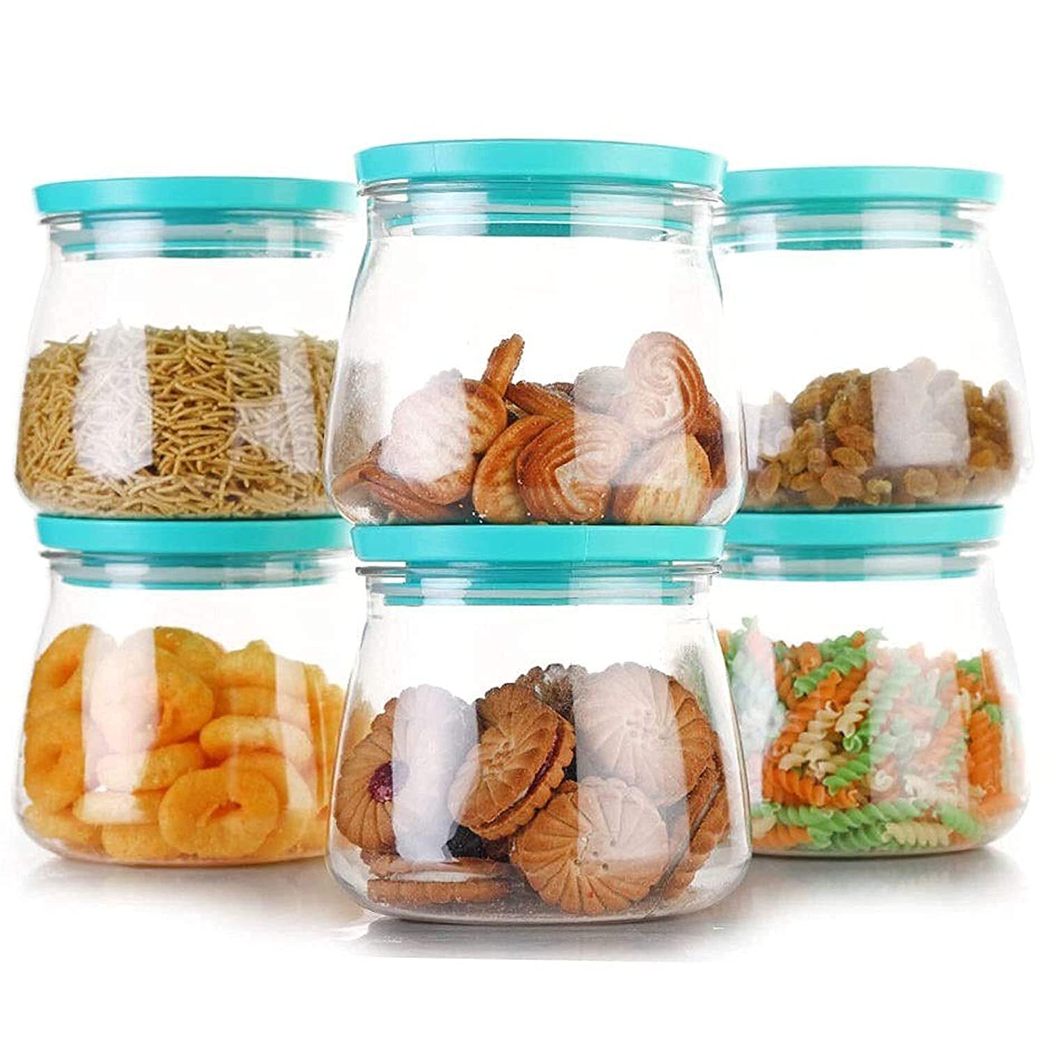 Plastic Matuki Shape Air Tight Container For Kitchen Use - Food Grade Plastic, 800ml, Transparent | Airtight Seal, Dishwasher Safe, Stackable Design