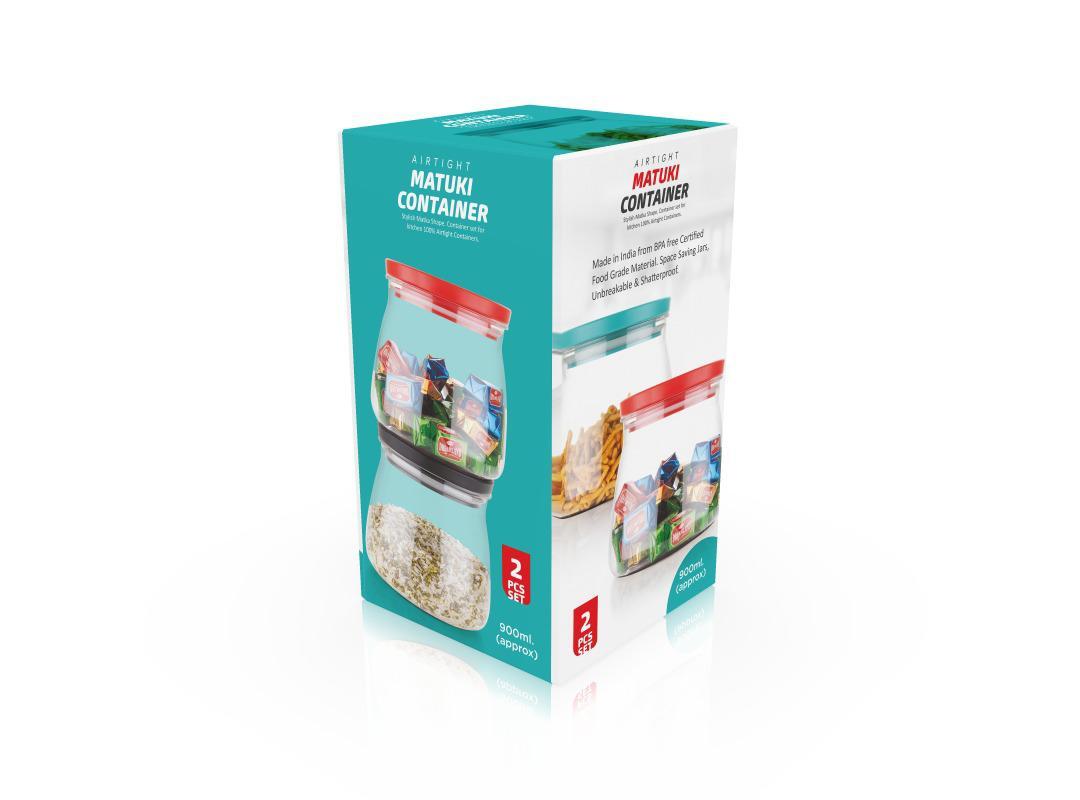 Plastic Matuki Shape Air Tight Container For Kitchen Use - Food Grade Plastic, 800ml, Transparent | Airtight Seal, Dishwasher Safe, Stackable Design