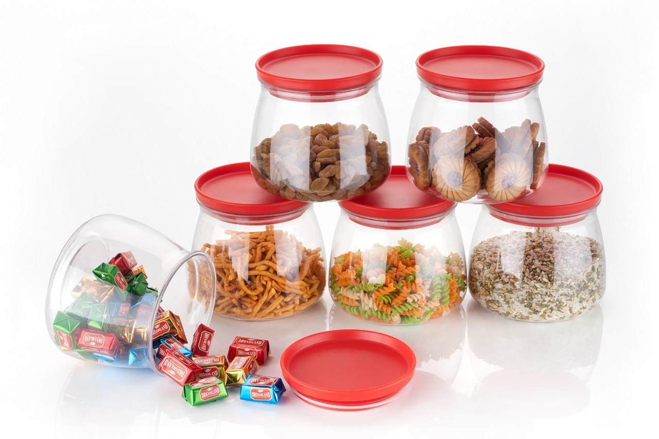 Plastic Matuki Shape Air Tight Container For Kitchen Use - Food Grade Plastic, 800ml, Transparent | Airtight Seal, Dishwasher Safe, Stackable Design