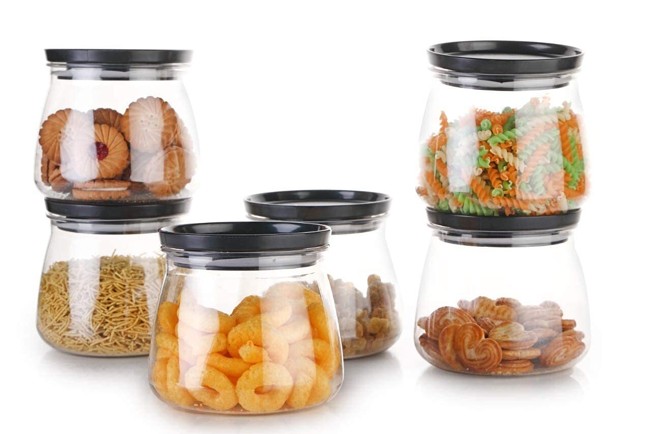 Plastic Matuki Shape Air Tight Container For Kitchen Use - Food Grade Plastic, 800ml, Transparent | Airtight Seal, Dishwasher Safe, Stackable Design