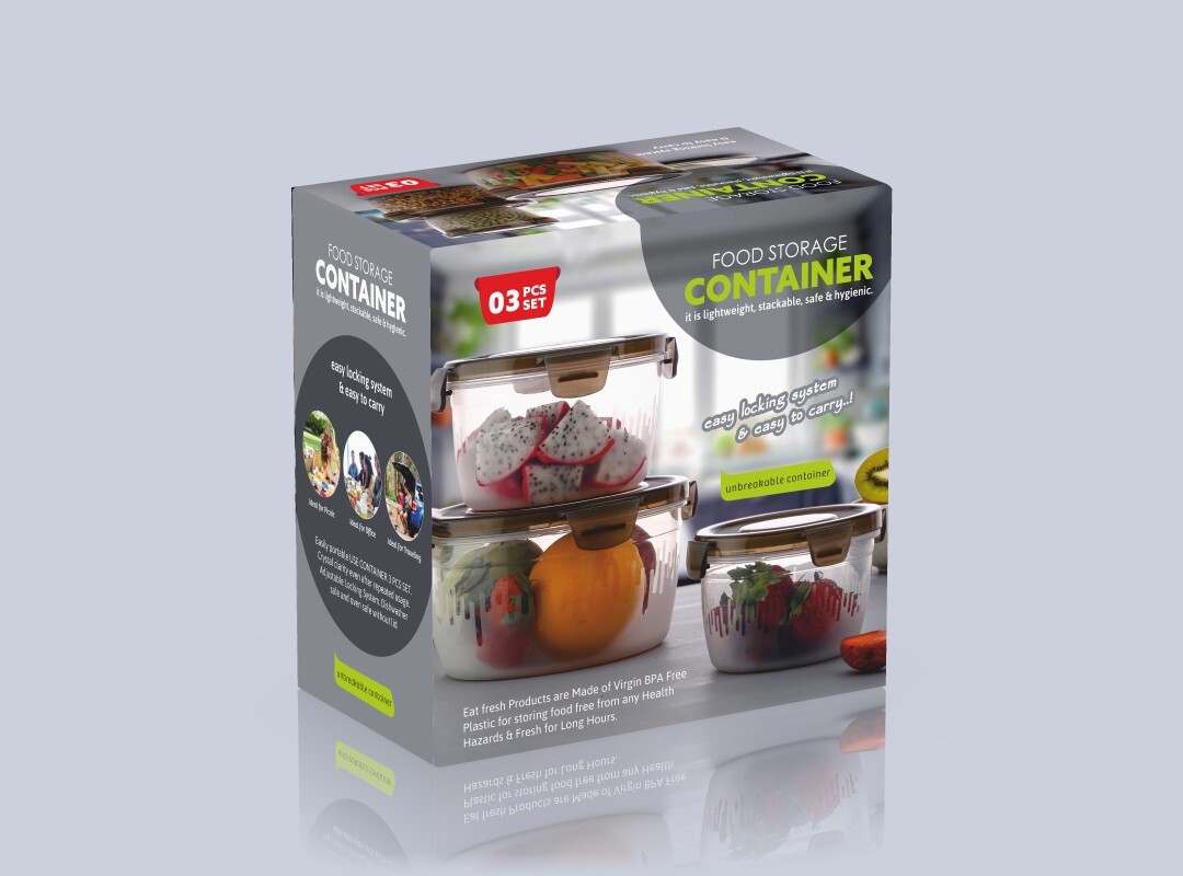 Transparent 3 Pcs Plastic Lock Container