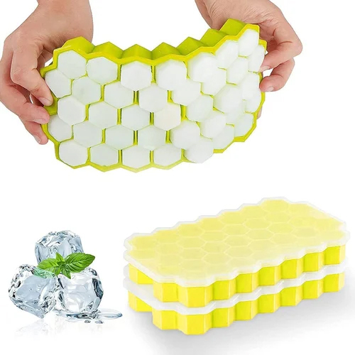 Honey Ice Tray - Silicone, 18 x 12 x 3 cm | Rectangular, Polished Finish, Lightweight, Multi-Color Options