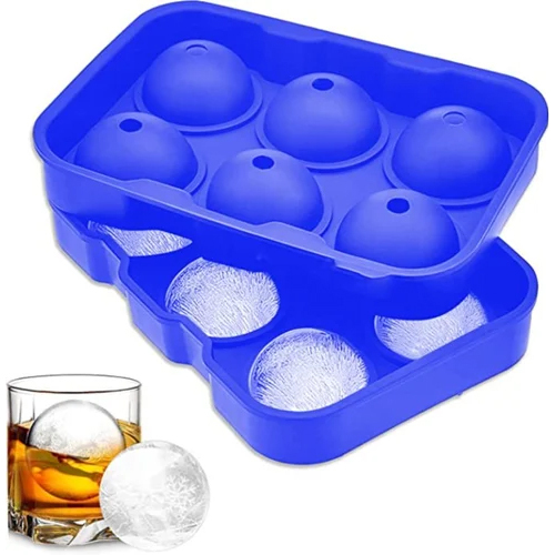 Silicone Ice Cube Tray - Blue Rectangular 18 X 13 X 3 cm | Polished Finish, Flexible Material, Easy Release, Effortless Cleaning