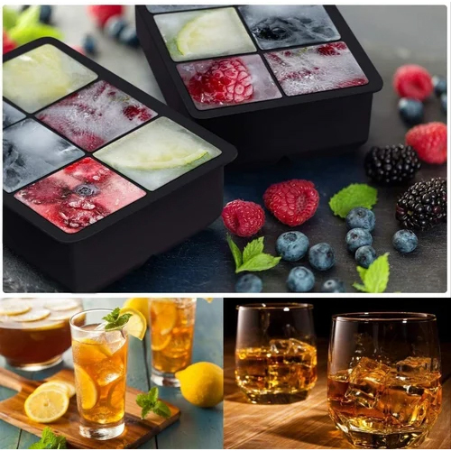 Black Ice Cube Tray - High-Quality Plastic, 18 x 12 x 4 cm, Elegant Black Color, Smooth Polished Finish, Versatile for Any Occasion