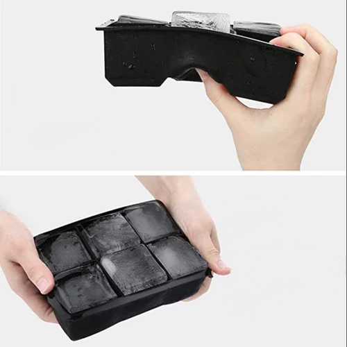 Cube Ice Tray Square 6 - Silicone, 12.5 X 18 X 3 cm, Various Colors | Lightweight Design, Polished Surface Finish, Easy to Use