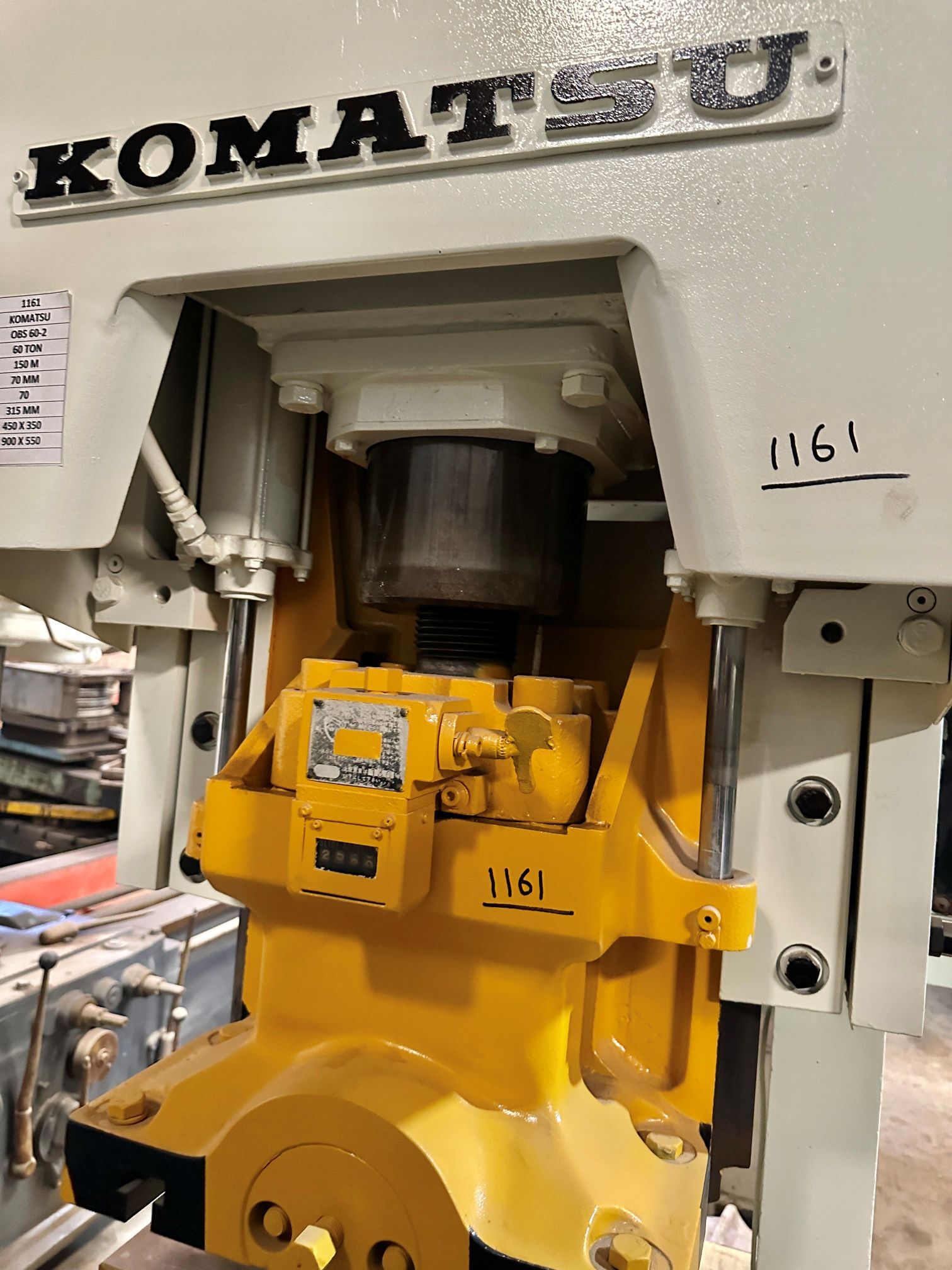 1161 Komatsu C Frame Single Crank Press - 60 Tons Capacity, 150mm Stroke, 900 X 550mm Bed Size, 450 X 350mm Ram Size, 70 Spm