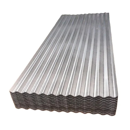 GI Corrugated Roofing Sheets - Stainless Steel, 10 Feet Long, 0.48mm Thick | Rectangular Shape, Galvanised Finish, Plain Pattern