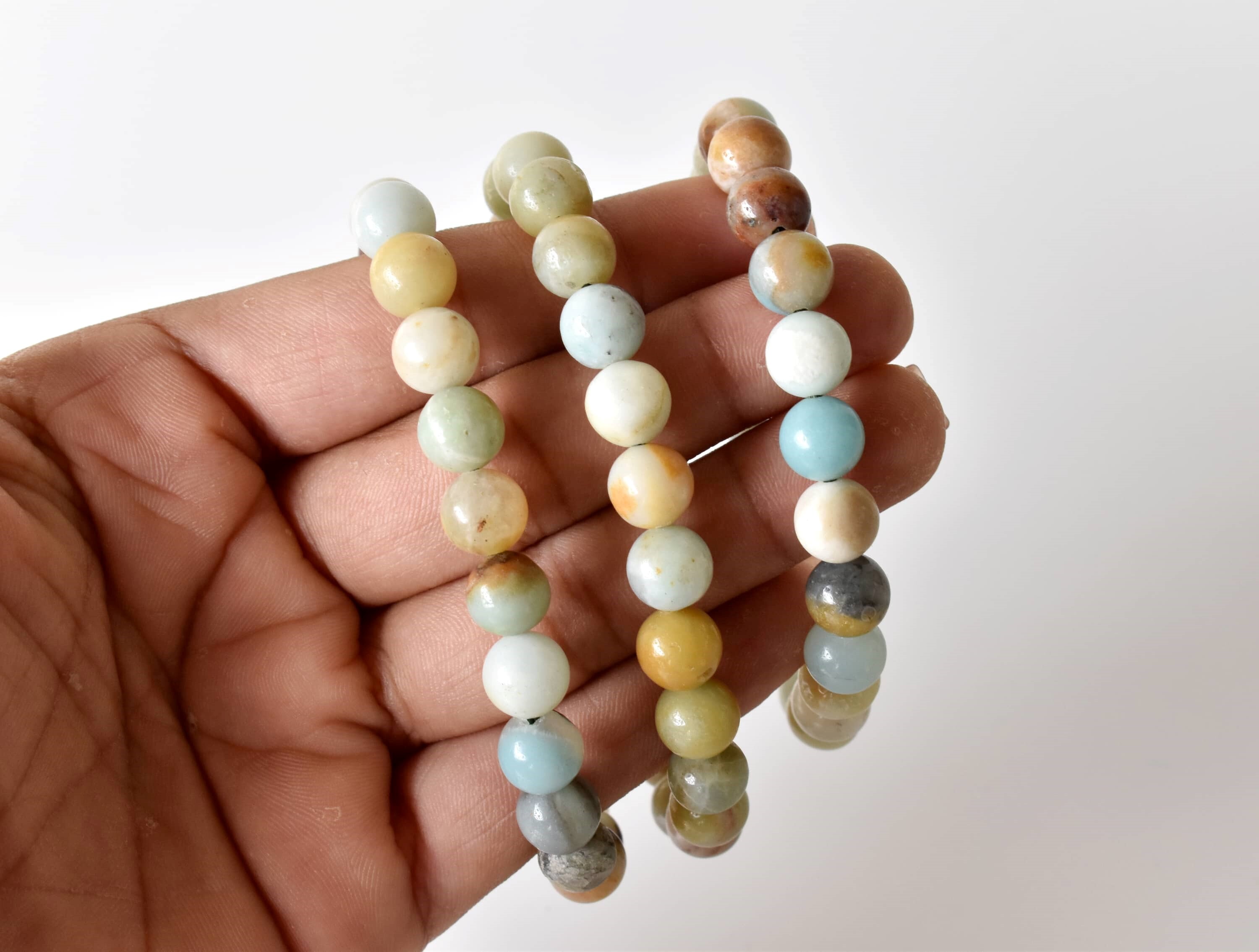 Multi Amazonite Bracelet Crystal Beaded Bracelet - 4mm, 6mm, 8mm, 10mm Sizes | Natural Gemstones, 7-7.5 Inches Length, 30g Weight