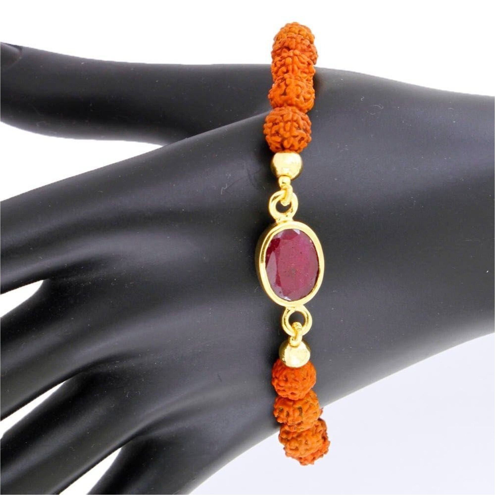 Rudraksh With Ruby Gemstone Bracelet - Occasion: Religious