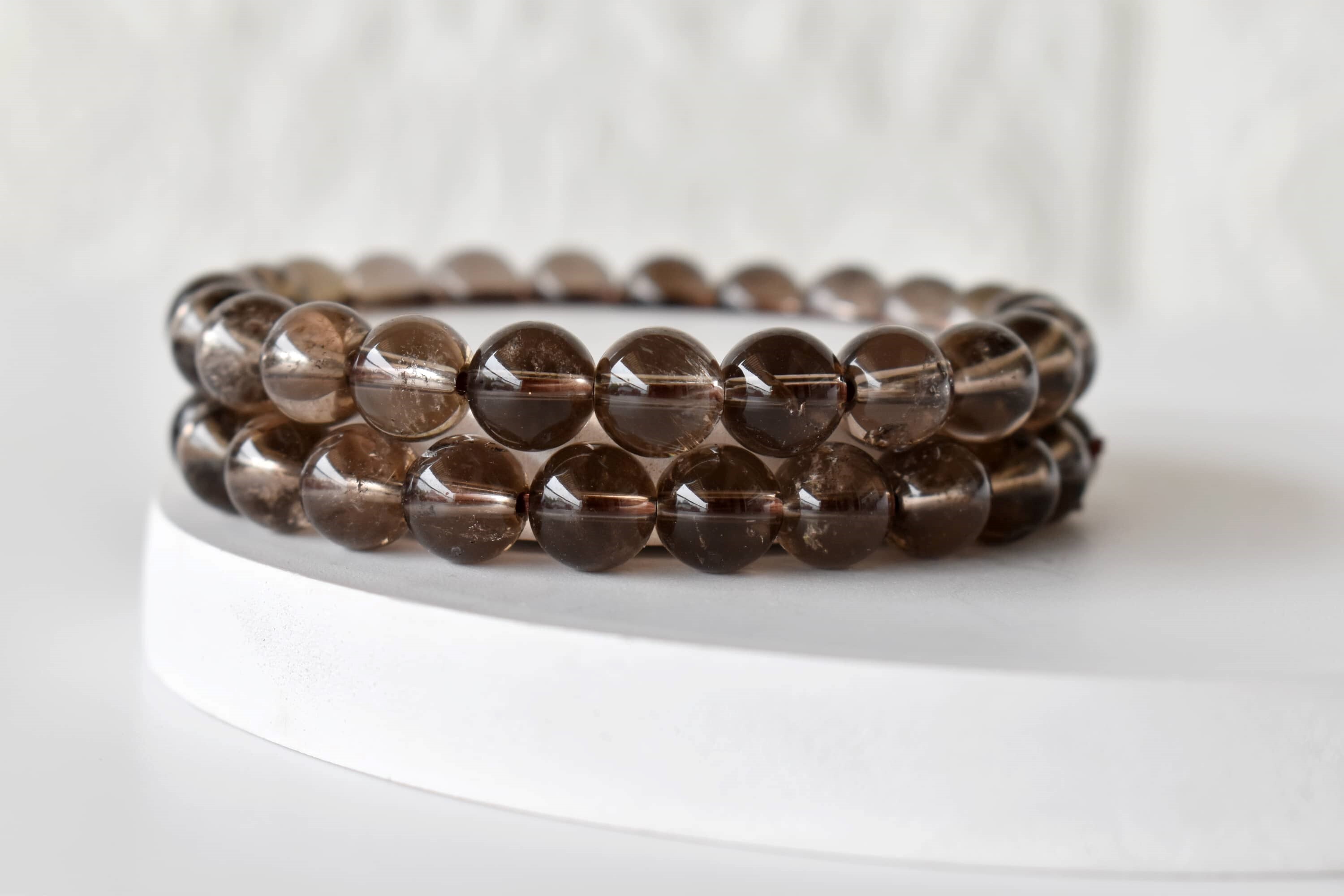 Smokey Quartz Bracelet Crystal Beaded Bracelet - Natural Gemstones, 4mm-10mm Beads, 7-7.5 Inches Length | Round Shape, 30g Weight, Elegant Jewelry