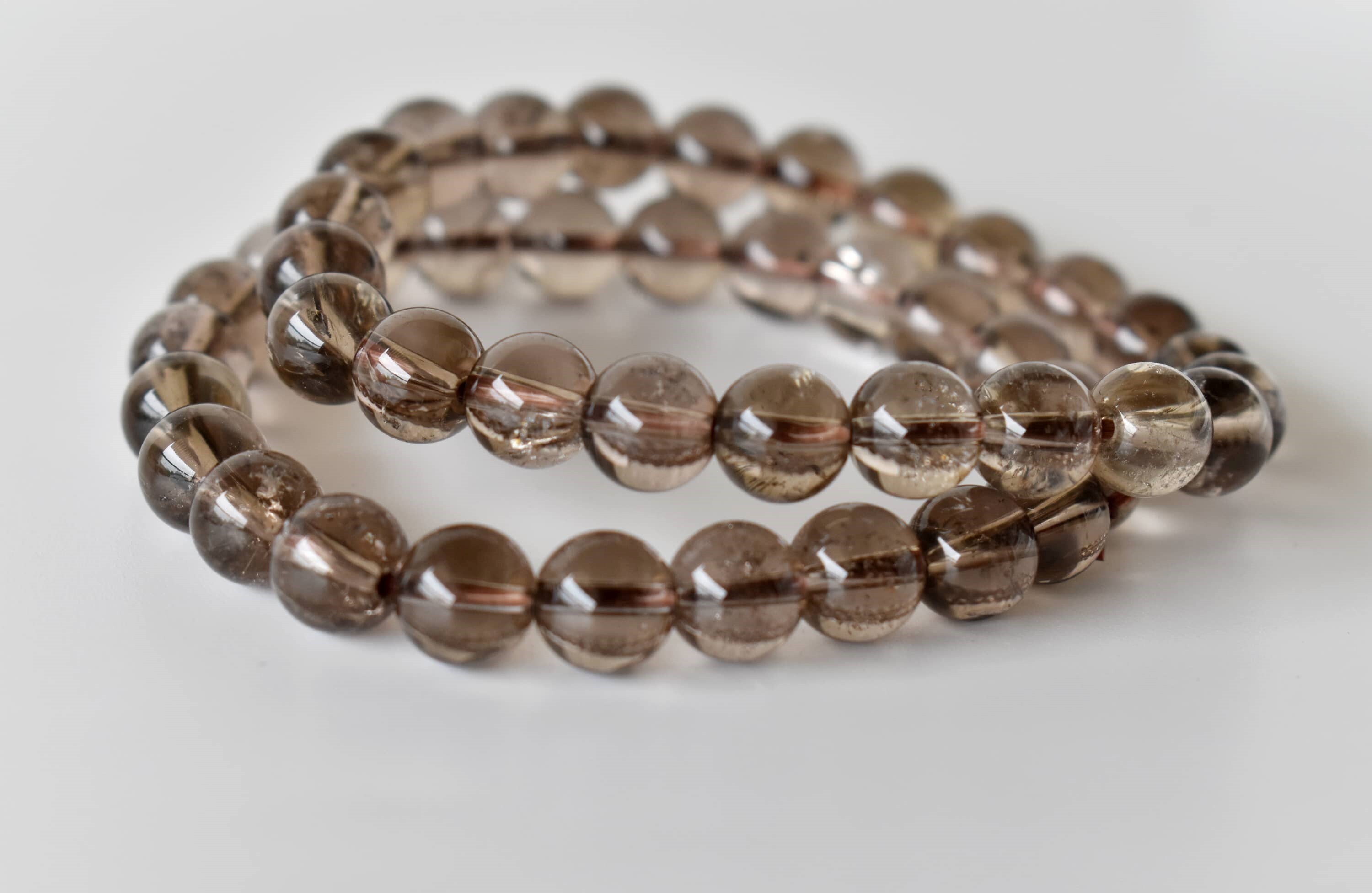 Smokey Quartz Bracelet Crystal Beaded Bracelet - Natural Gemstones, 4mm-10mm Beads, 7-7.5 Inches Length | Round Shape, 30g Weight, Elegant Jewelry