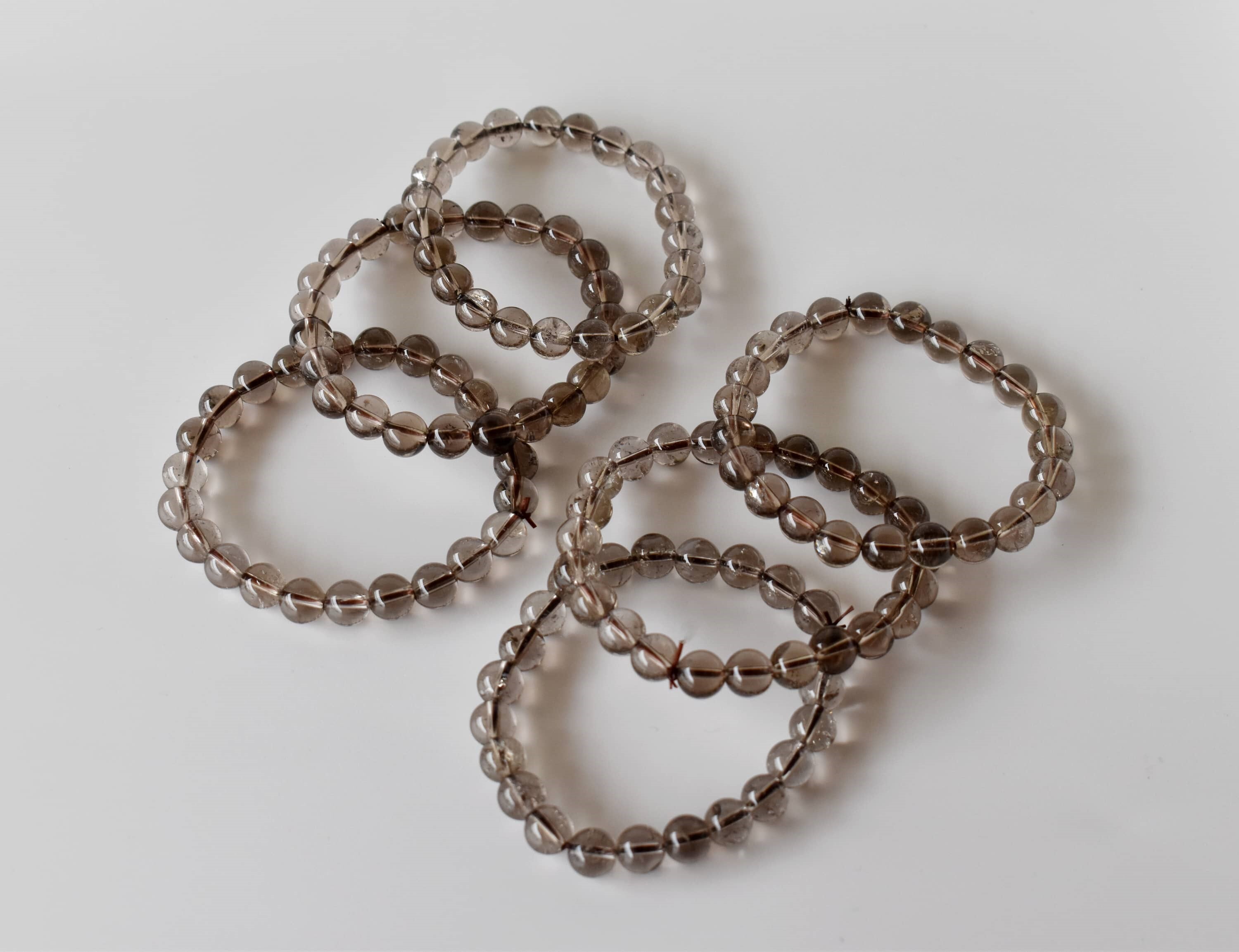 Smokey Quartz Bracelet Crystal Beaded Bracelet - Natural Gemstones, 4mm-10mm Beads, 7-7.5 Inches Length | Round Shape, 30g Weight, Elegant Jewelry