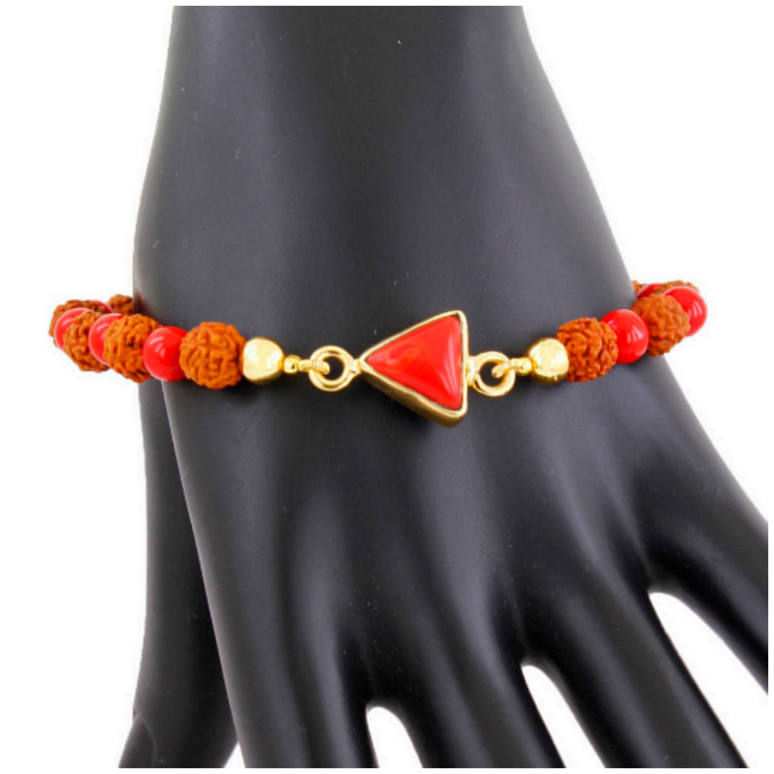 Rudraksha With Coral(moonga) Bracelet - Occasion: Religious