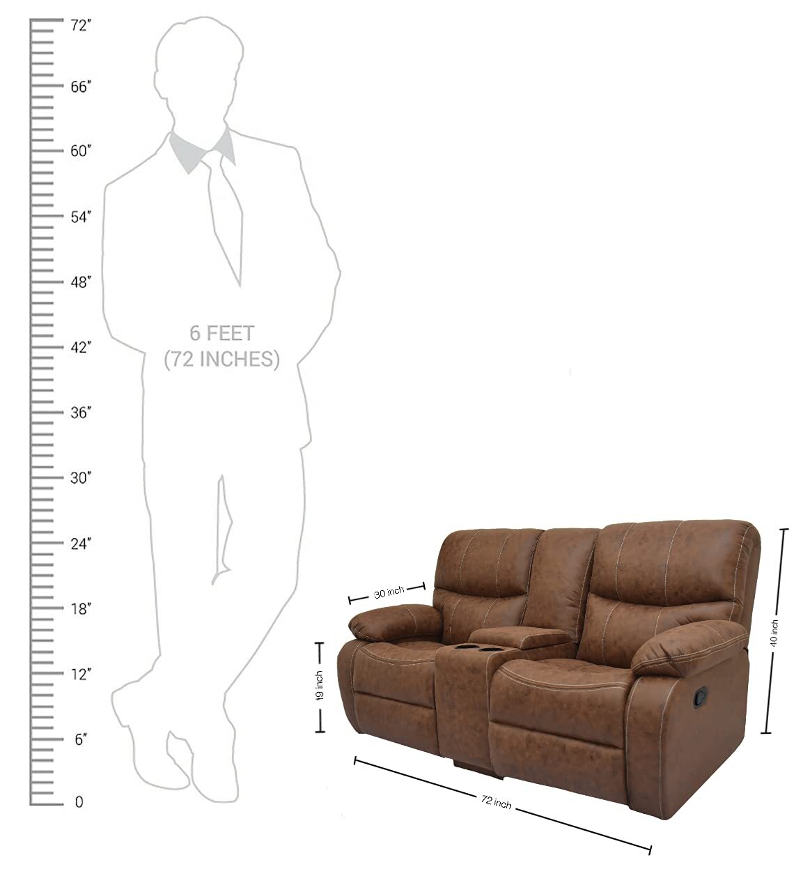 Two Seater Recliner Sofa - Length: 79 Centimeter (Cm)