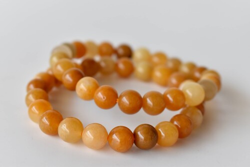 Yellow Aventurine Bracelet Crystal Beaded Bracelet - Natural Gemstones, Bead Sizes: 4mm-10mm, Length: 7-7.5in, Round Shape, Weight: 30g