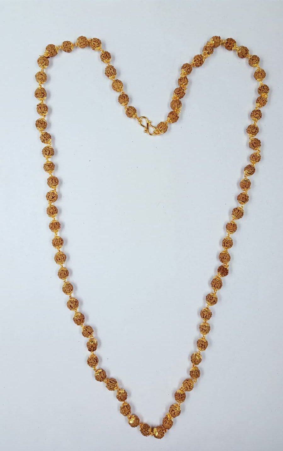 Natural 5 Mukhi Rudraksha Mala With Gold Plated - Occasion: Religious