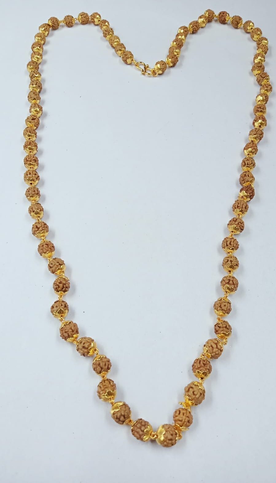 Natural 5 Mukhi Rudraksha Mala With Gold Plated - Occasion: Religious
