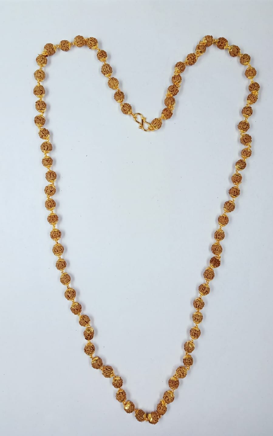 Natural 5 Mukhi Rudraksha Mala With Gold Plated - Occasion: Religious