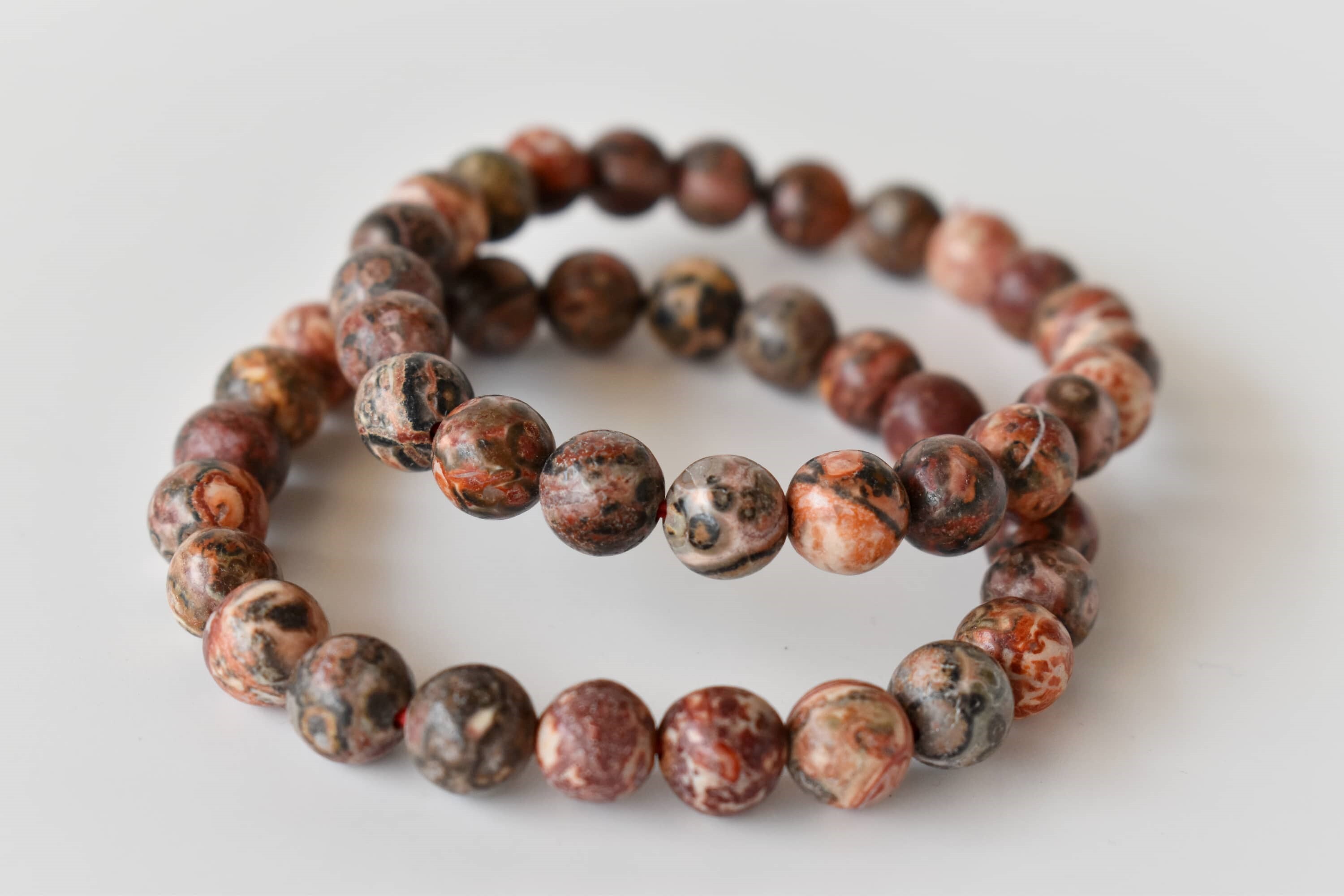 Leopardskin Jasper Bracelet - 4mm 6mm 8mm 10mm Natural Gemstones | 7-7.5 Inches Length Round Shape 30 Grams Weight