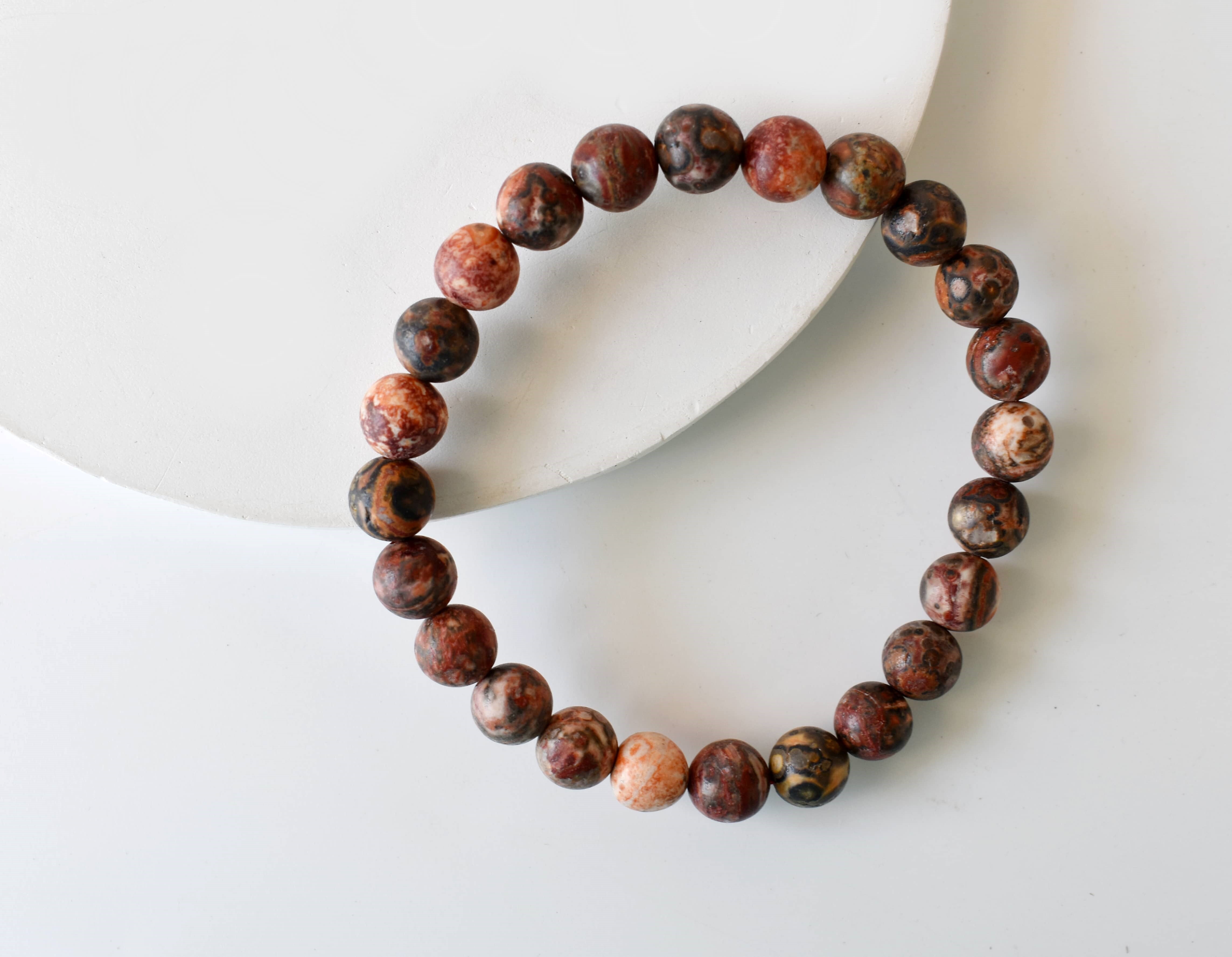 Leopardskin Jasper Bracelet - 4mm 6mm 8mm 10mm Natural Gemstones | 7-7.5 Inches Length Round Shape 30 Grams Weight
