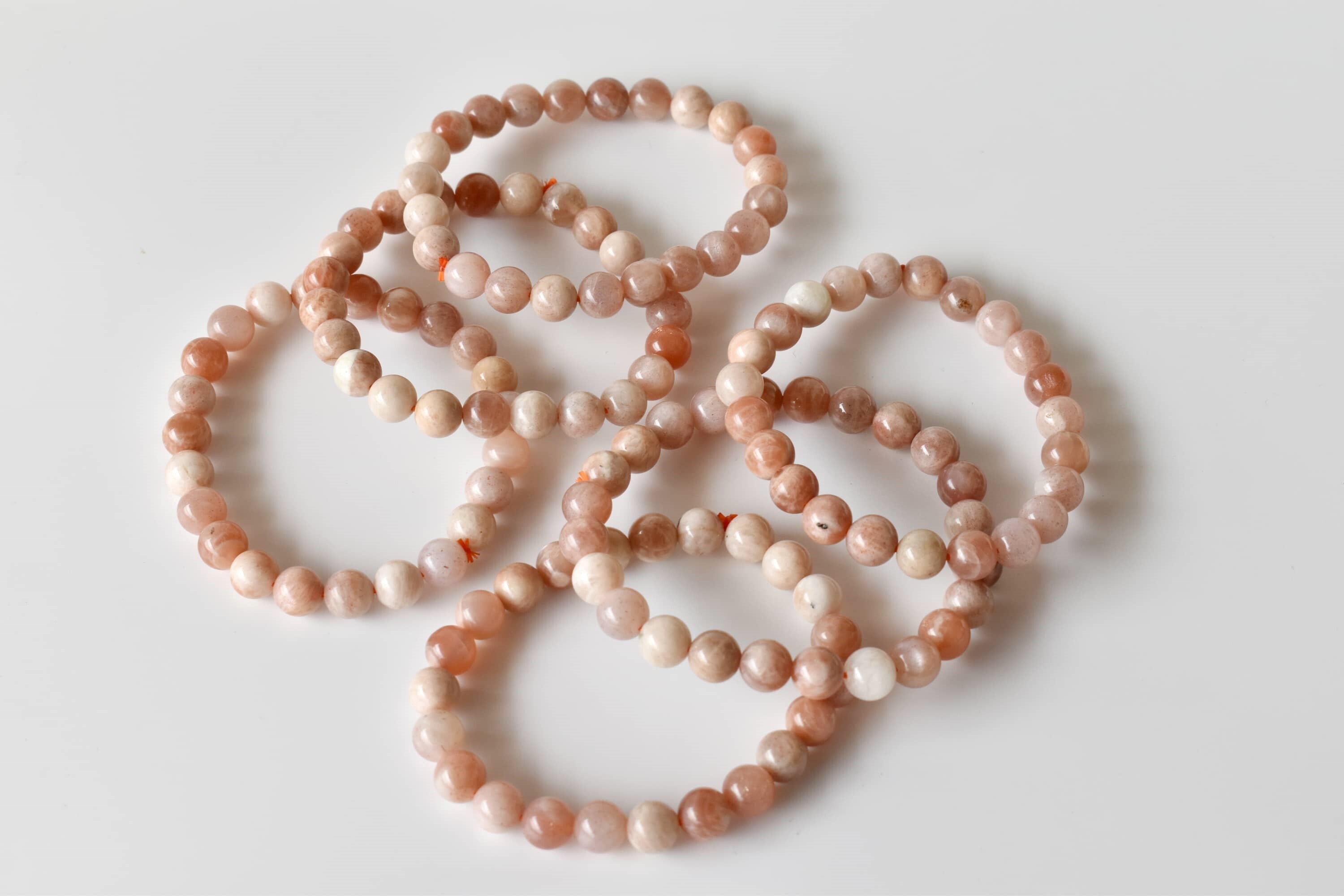 Moonstone Bracelet - 7-7.5 Inches 4mm-10mm Natural Gemstone Beaded Design | Round Shape Lightweight 30 Grams