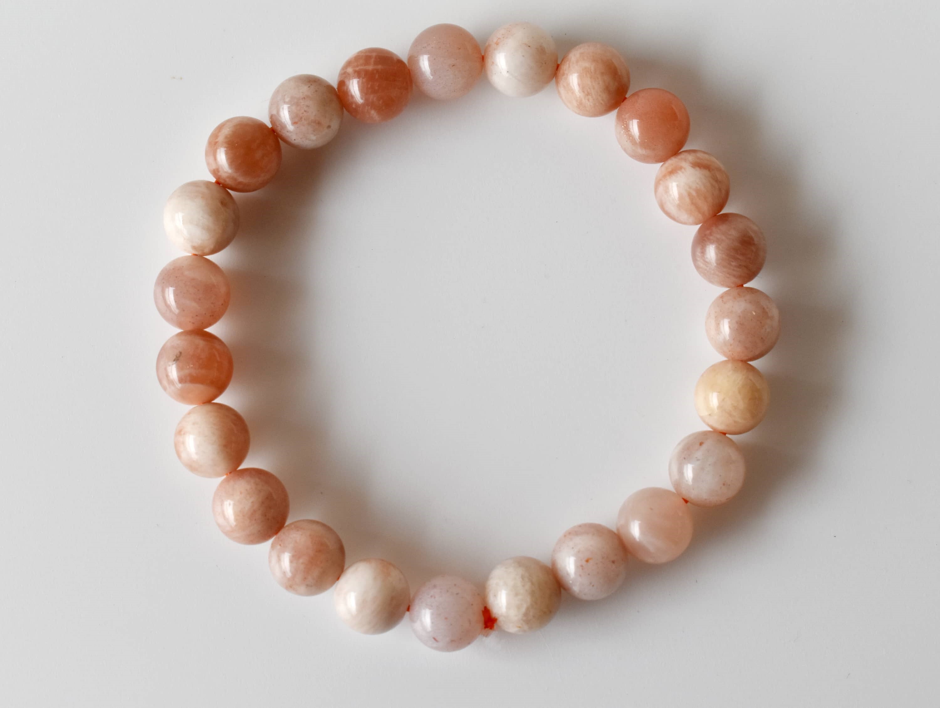 Moonstone Bracelet - 7-7.5 Inches 4mm-10mm Natural Gemstone Beaded Design | Round Shape Lightweight 30 Grams