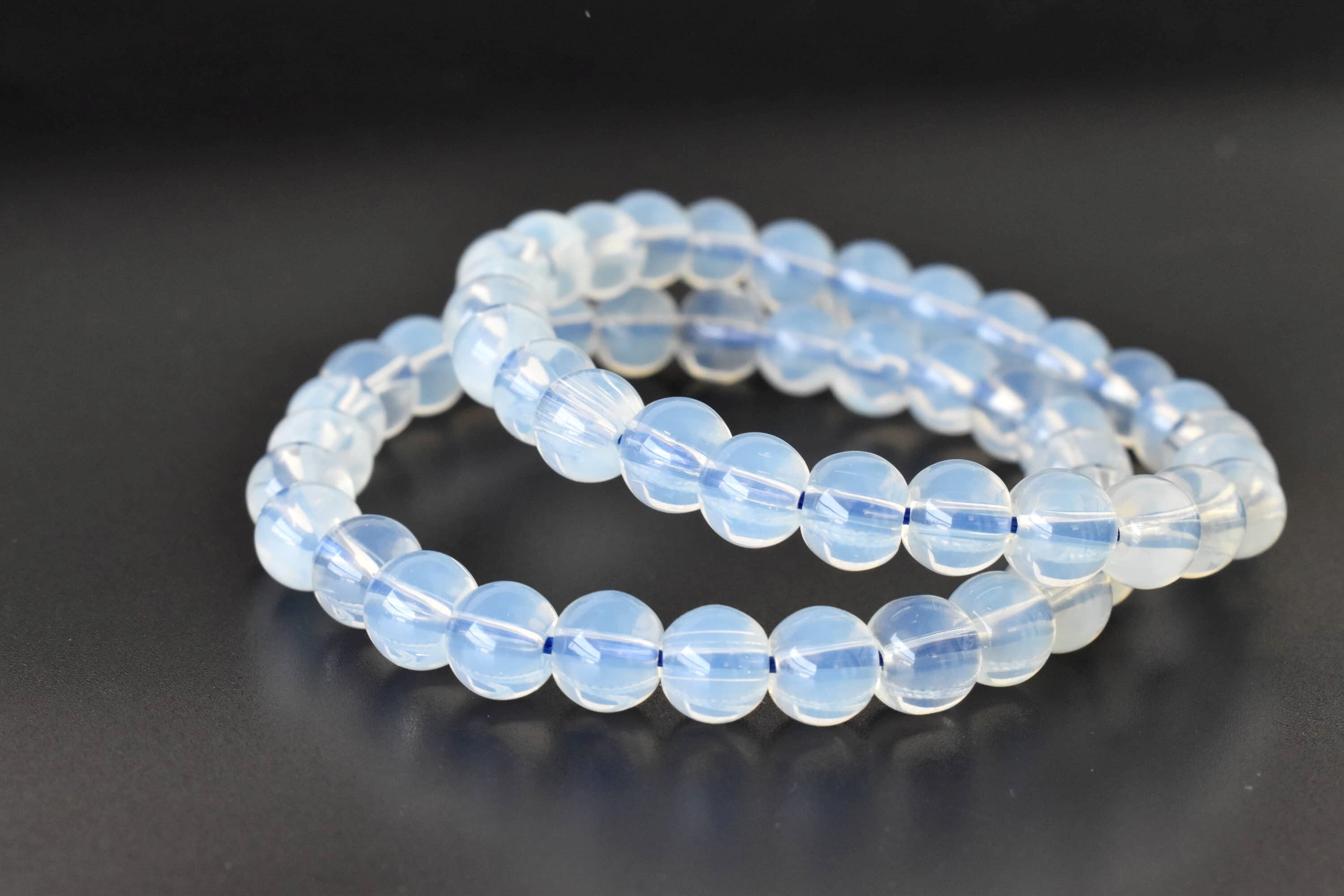 Opal Synthetic Bracelet Crystal Beaded Bracelet - Natural Gemstones, 4mm-10mm Bead Size, 7-7.5 Inches Length, Round Shape, 30 Grams Weight