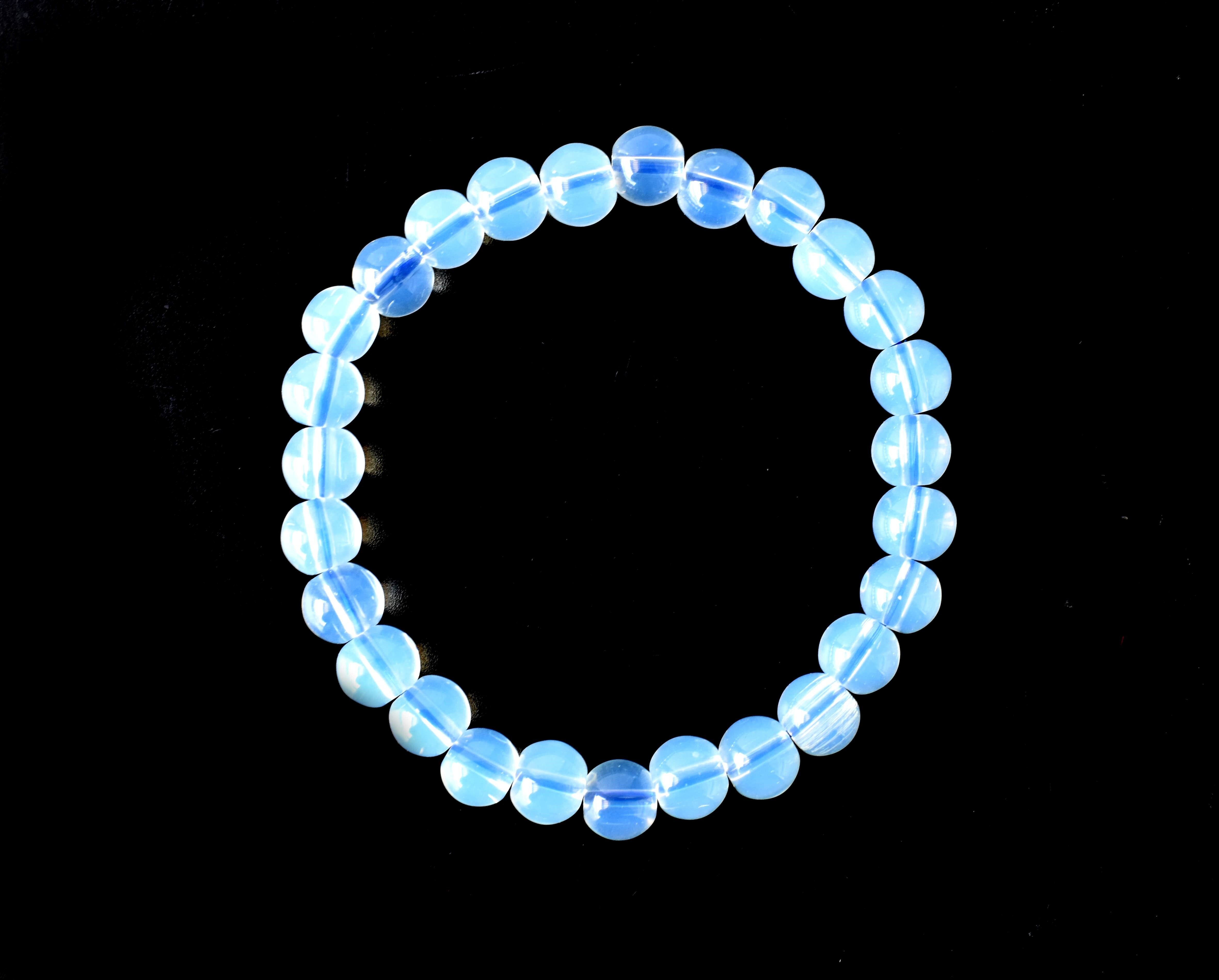 Opal Synthetic Bracelet Crystal Beaded Bracelet - Natural Gemstones, 4mm-10mm Bead Size, 7-7.5 Inches Length, Round Shape, 30 Grams Weight