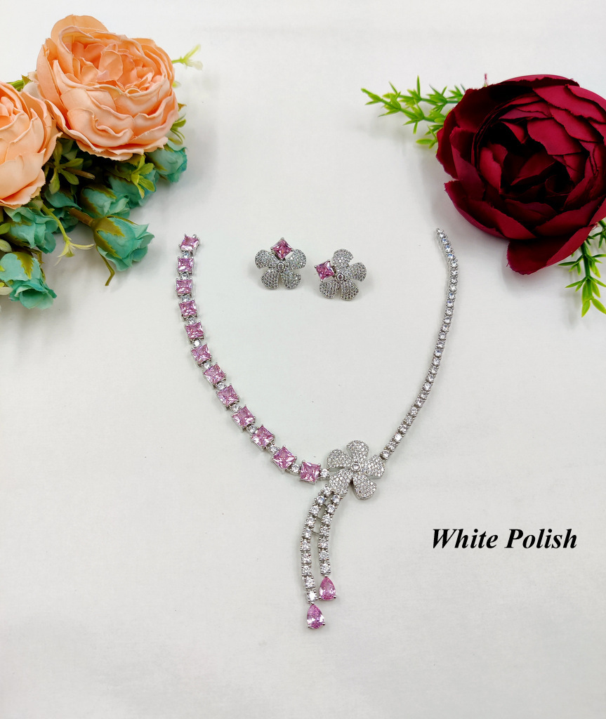 Designer Necklace Set - Copper Alloy With Aaa Star Cut American Diamonds | Imitation Jewelry For Weddings, Anniversaries, And Everyday Elegance